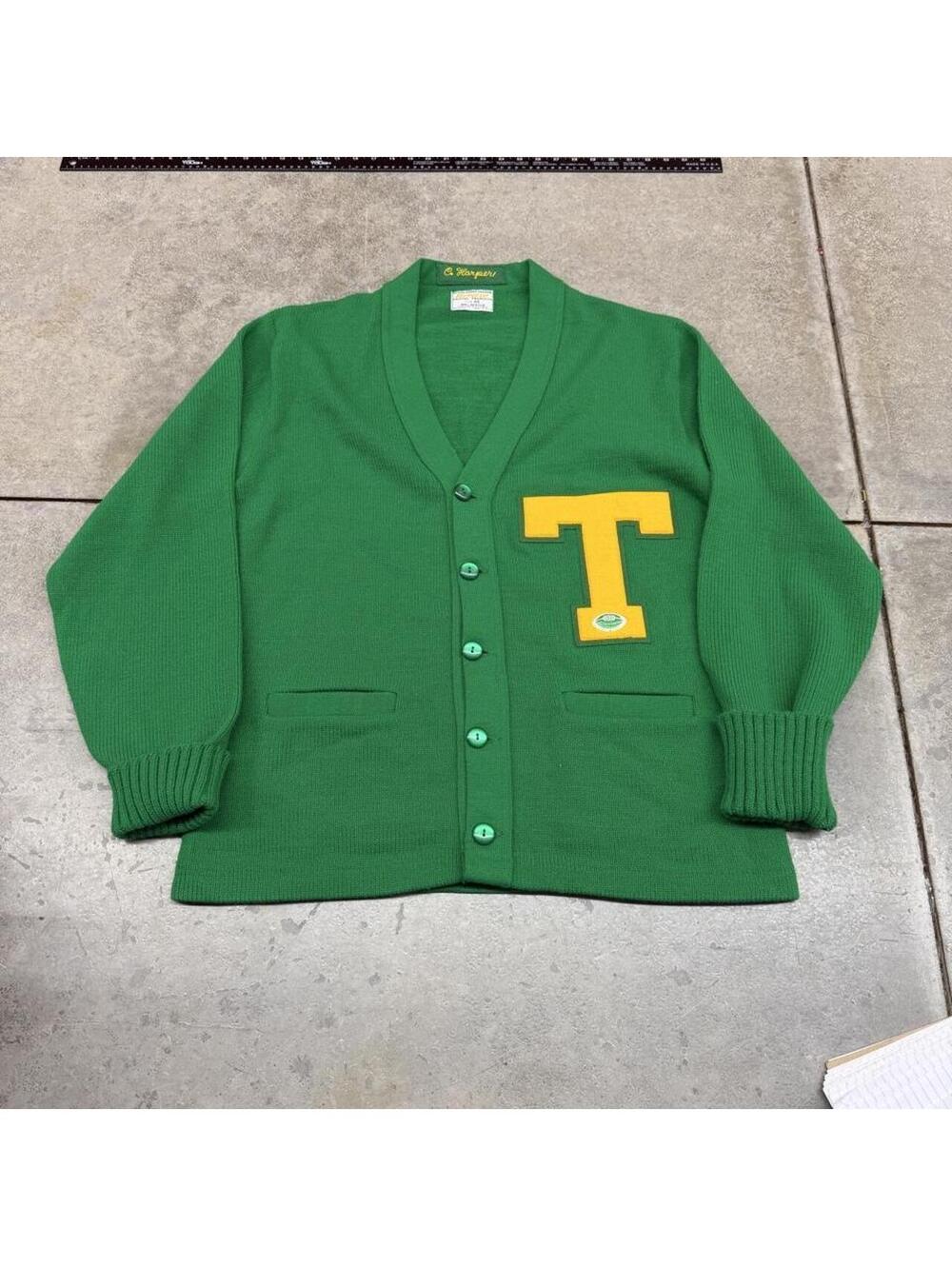 vintage university of north texas collegiate made in usa knit cardigan sweater